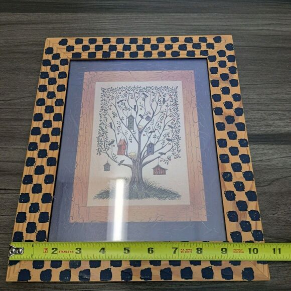 Vintage Primitive Framed Folk Art Print By Anne Scott Wood Frame 13"X11" - Picture 5 of 6